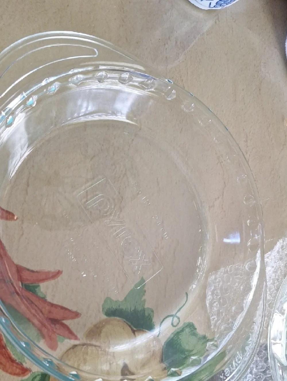 Pyrex Vintage Clear Glass Round  Pie Dish  with Handles